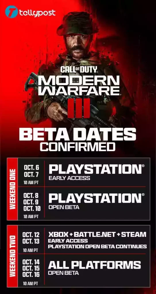 cod mw3 open beta dates